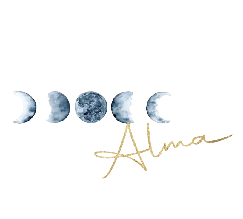 Ilustración de hojas decorando el nombre Alma